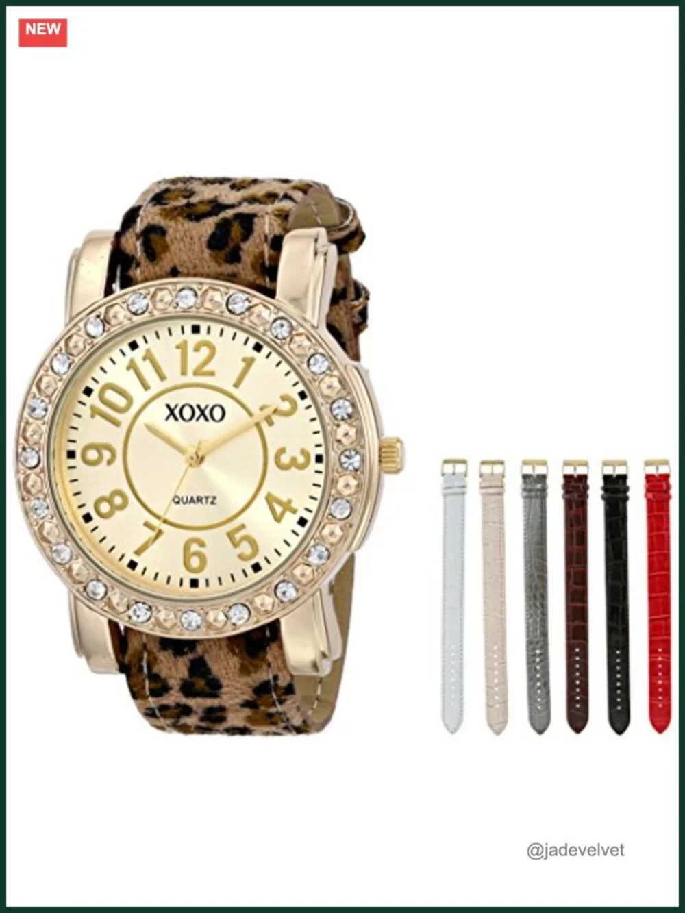 XOXO Gold-Tone Watch with Interchangeable Straps, Quartz Analog, Rhinestone